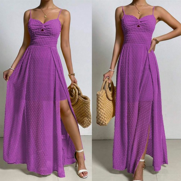 Boho Swiss dot twist front tie back cami dress - Picture 7 of 16